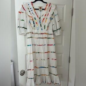 FARM Rio white printed midi dress size M NWT